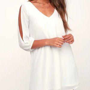 Lulu's Ivory Long Sleeve Dress - Size Medium